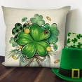 thumbnail image 5 of Happy St. Patrick''s Day Decorative Throw Pillow Covers 18x18 Set of 4, Lucky Blessed Shamrock Clover Mason Jar Cushion Case Decor, Buffalo Plaid Farmhouse Irish Holiday Home Decoration for Sofa, 5 of 5