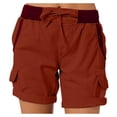 thumbnail image 2 of Siilsaa Womens Relaxed Fit High Waist Casual 4 Pocketed 2024 Hiking Outdoor Summer Shorts Red,2XL, 2 of 5