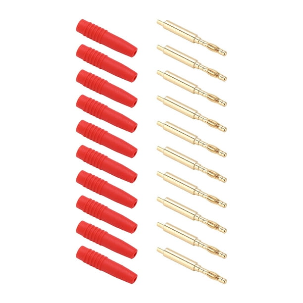 Conectores tipo banana de seguridad aislados, 10 piezas de conectores tipo banana, conector macho dorado, conector tipo banana de metal para pruebas de tecnología avanzada