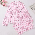 thumbnail image 4 of Uaswgudfs Women's Button Front Flip Collar Short Sleeve Pajama Set with Heart Print Elastic Waist Women's Pajama Set, 4 of 9