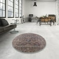 thumbnail image 4 of Ahgly Company Machine Washable Indoor Round Industrial Modern Rosy Brown Pink Area Rugs, 5' Round, 4 of 7