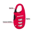 thumbnail image 3 of Candado para Maleta Hermex CMA-3C 3 Combinaciones Rojo, 3 of 4