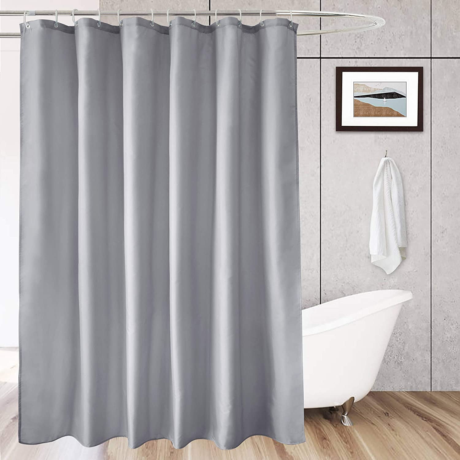 Fabric Shower Curtain Extra Wide Extra Long Standard Mildewproof With 12 Hooks