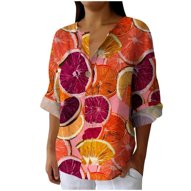 Vestidos Casuales Para Mujer, Blusas De Mujer De Moda Camisa de lino sintético para mujer, de manga larga, con botones y cuello en V, estilo moderno y holgado.