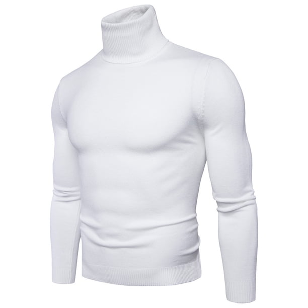 Suéter de cuello alto ajustado de color sólido para hombre, suéter de gran tamaño, camisa básica de cuello alto informal de moda