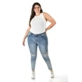 thumbnail image 1 of Jeans skinny con detalles desgastados /Tallas Extras, 201 (Mezclilla claro) azul 42, 1 of 7
