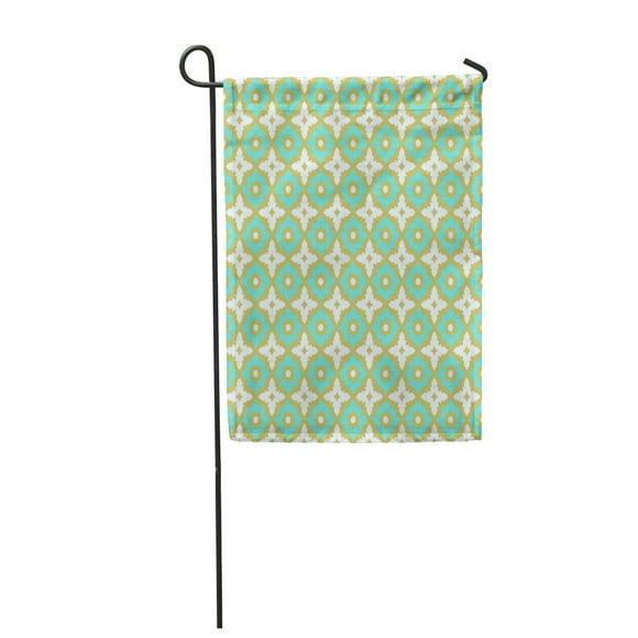 POGLIP Teal Pattern Ceramic Floral Ornate Endless Brown Gold Spanish Garden Flag Decorative Flag House Banner 28x40 inch