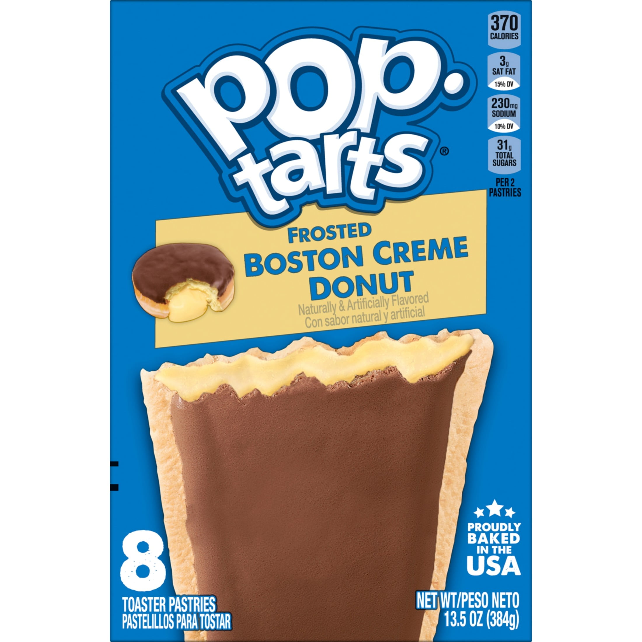 Pop-Tarts Frosted Boston Creme Donut Toaster Pastries, Breakfast Foods, Shelf-Stable, 13.5 oz (8 Count)