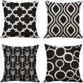 thumbnail image 1 of Linen printed pillowcase four piece set comfortable soft home decor detachable pillowcase, 1 of 4