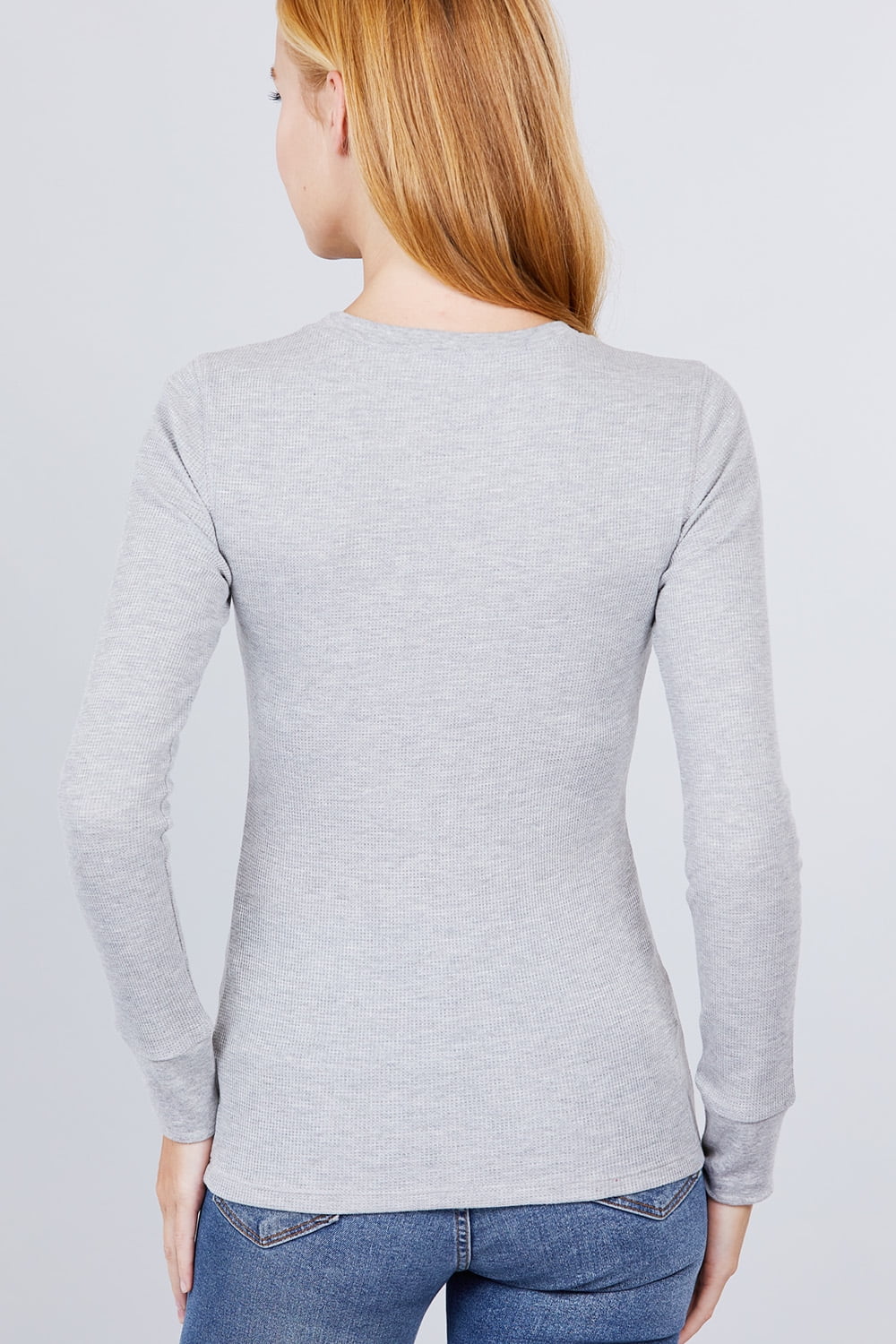 Women's Basic Thermal Long Sleeve Knit T-Shirt Crew Neck 