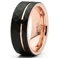 thumbnail image 2 of Metal Masters Mens Tungsten Wedding Band Ring Black Rose Goldtone Hammered Comfort-fit 8mm, 2 of 5