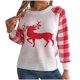 thumbnail image 2 of Suéter de cuello redondo para mujer, estampado navideño, cuello redondo, manga larga, suéter de punto, blusa para mujer, blusa de poliéster, 2 of 7