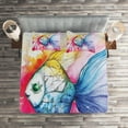 thumbnail image 2 of Ambesonne Fish Quilted Coverlet 3 Pcs, Watercolor Abstract Art, King Size, Multicolor, 2 of 2