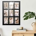 thumbnail image 5 of Modern Collage Picture Frames Wall Decor - 14.5x20.5 Black Finish Photo Collage Frame with Black Mat For Nine 4x6 Photos , Includes UV Resistant Acrylic, Acid-Free Backing, Hanging Hardware, 5 of 8
