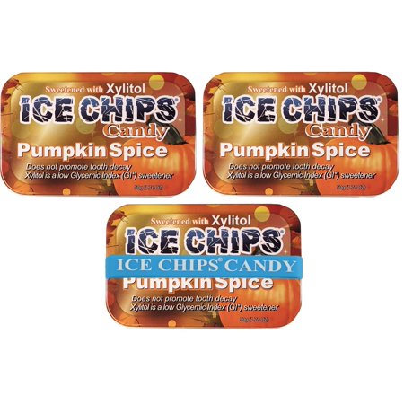 Ice Chips Xylitol Candy Tins (Pumpkin Spice, 3 Pack) - Includes Band As Shown