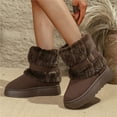 thumbnail image 6 of Coffee Female Fashion Boots With Soft Sole And Thick Furry Insulation Round Toe Design Perfect For Cold Weather Activities And Leisure Wear Cozy And Durable, 6 of 6