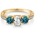 thumbnail image 3 of Gem Stone King 2.52 Ct White Created Sapphire London Blue Topaz 18K Yellow Gold Plated Silver Ring (Size 6), 3 of 6