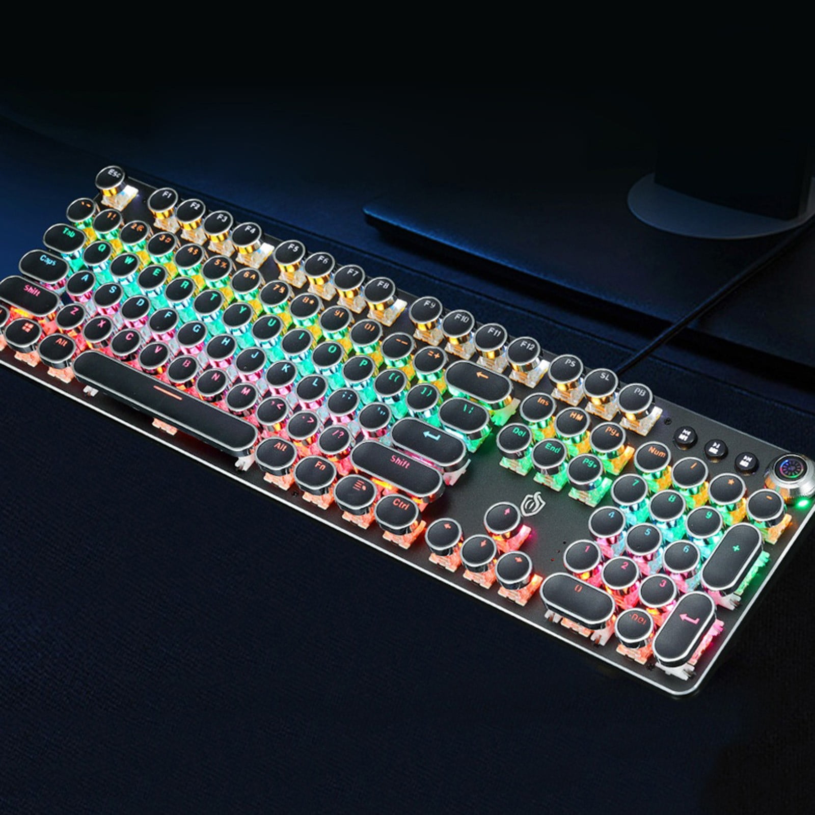 YZEGDCH Talet Keyboards Black Mechanical Steampunk Typewriter RGB Keyboard Cool Light Green