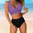 thumbnail image 5 of HVOBTTY Summer Women's 2 Piece Bikini Swimsuit Set Period Use Solid Color V Neck Back Built In Pad Wireless Beach Suits, 5 of 5