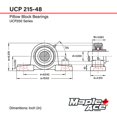 thumbnail image 3 of MAPLE ACE UCP215-48 Pillow Block Bearing 3" Bore 2-Bolt Solid, 3 of 5