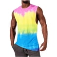 thumbnail image 2 of Warop Men's Workout Tank Top, Pullover Round Neck with Tie-Dye Print, for Gym and Exercise, 2 of 5