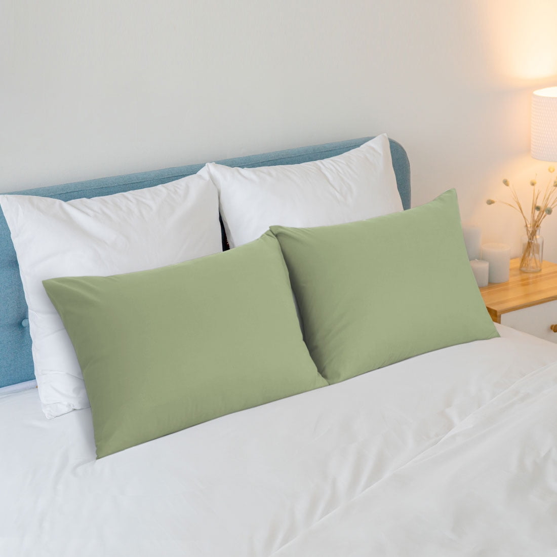 Unique Bargains 2-Piece Soft Microfiber Pillowcases, King, Sage