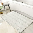 Subrtex Non-Slip Absorbent Velvet Chenille Striped Bath Mat Ivory 20 x ...