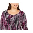 thumbnail image 2 of JM Collection Women's Plus Size Scoop-Neck Printed Top Black Size 2 Extra Large, 2 of 3