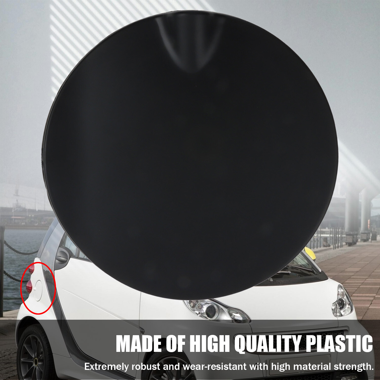 Black Fuel Filler Tank Door Oil Gas Cap Cover for 2007-2015 Smart Fortwo