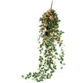 thumbnail image 1 of Plantas colgantes artificiales con flores de rosa, guirnalda de 4.5 pies, flor colgante falsa, cadena verde, pared de la casa, habitación, jardín, boda, interior, exterior, decorativa (no incluye cesta) Zhivalor  CZJJ-HQ53-2, 1 of 5
