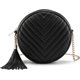 thumbnail image 1 of Bolso bandolera para mujer, bolso de hombro, cartera redonda con flecos, cartera de mano, bolso de noche, pequeño bolso de mano de piel sintética, cartera de moda con cadena, color negro, 1 of 5