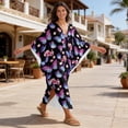 thumbnail image 4 of Xixirimido Butterflies Cherry Blossom Print Women Kaftan Dresses Plus Size Swimsuit Coverup Batwing Sleeve Summer Bathing Suit Caftan Loungewear Beach Cover Up, 4 of 7