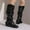 Black, variant on Womans Boots Mid-Calf Buckle Round Toe Winter Boots