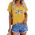 thumbnail image 2 of DHFJKG Graphic Tees For Women Dragonfly Print Loose Fit V Neck Summer Short Sleeve T Shirt Casual Daily Wear, 2 of 5