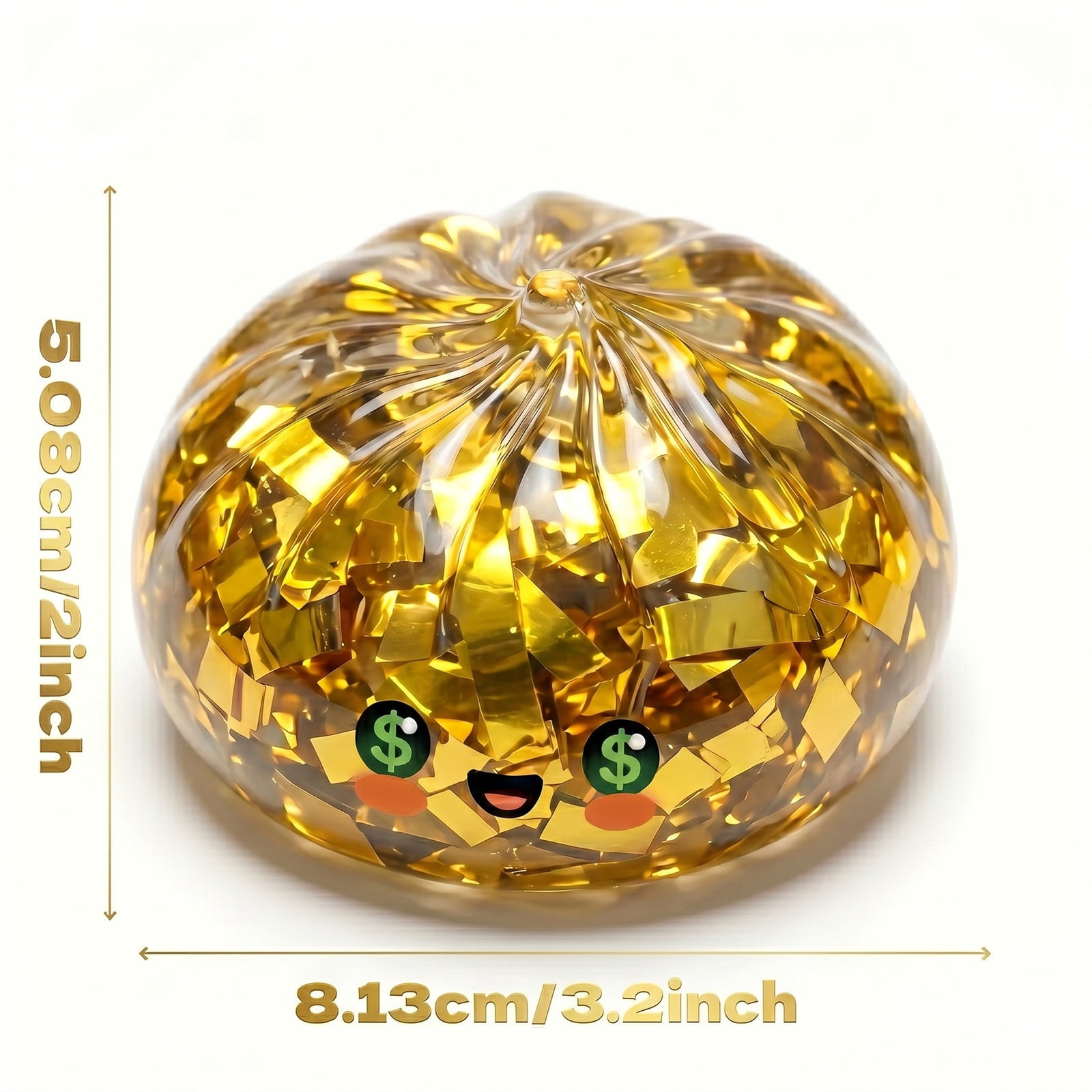 Golden Ticket Edition Dumpling Squishy, Gaint Dumpling with Steamed Box Colorful Dumplings Stress Balls Stocking Stuffers With Food Stretchy Soft Balls
