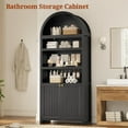 thumbnail image 5 of 81" Tall Arched Bookshelf, Kitchen Pantry Storage Cabinet, 6-Tier Bookcase with 2 Doors for Living Room, Kitchen, Home Office, Black, 5 of 7