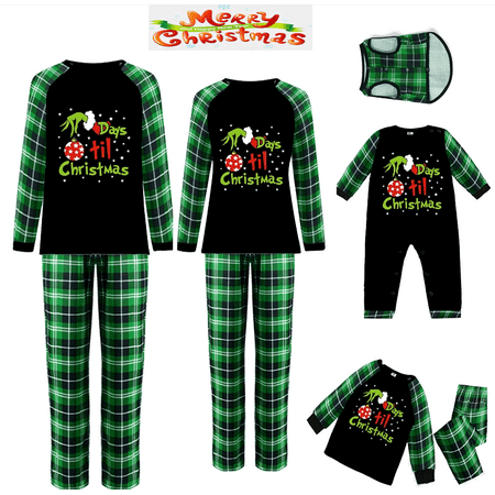

Christmas Family Pajamas Matching Set Santa Claus Print Long Sleeve Tops and Plaid Pants Sleepwear Soft Nightwear
