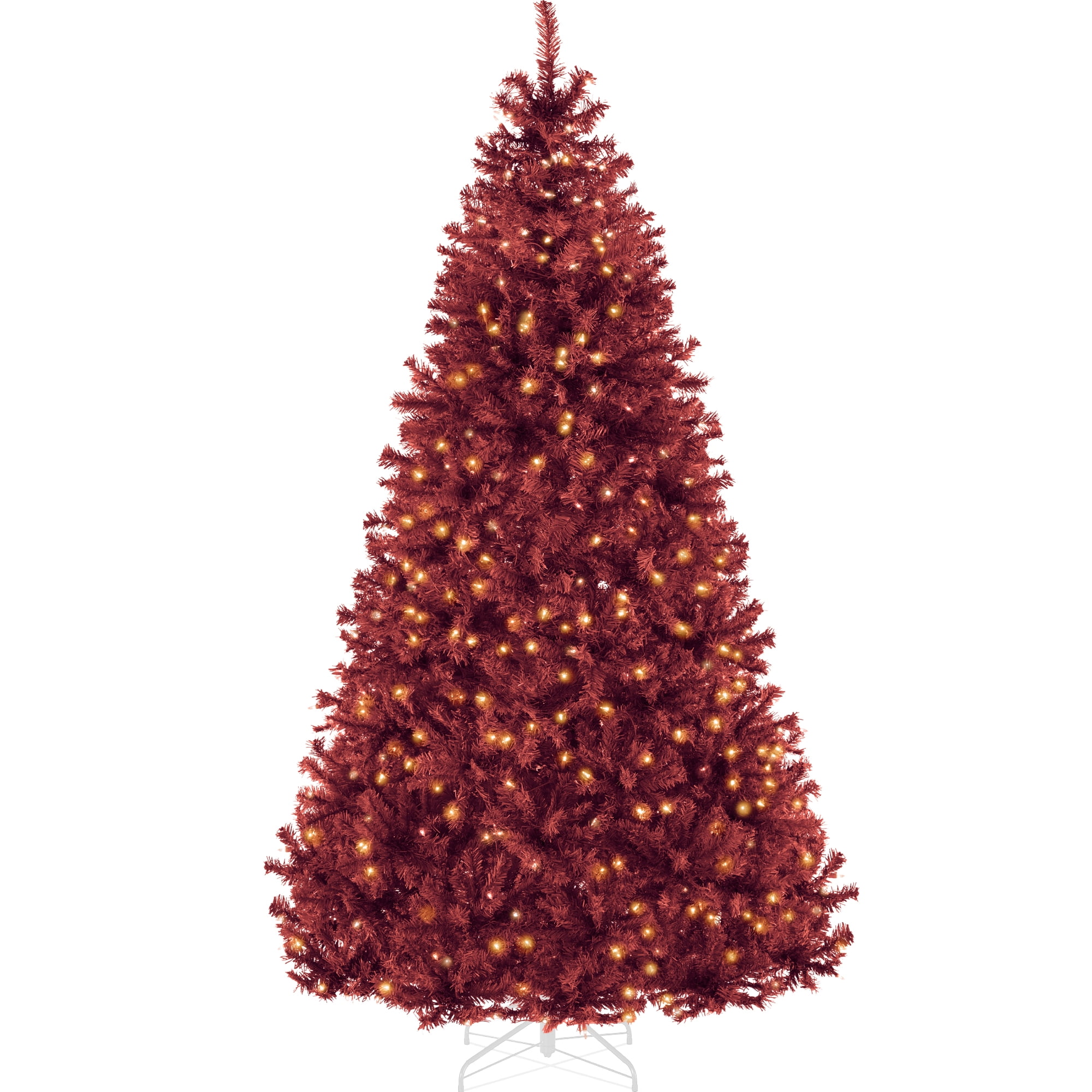 Best Choice Products 4.5ft Pre-Lit Burgundy Christmas Tree, Artificial Holiday Decoration w/ 175 Lights