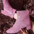 thumbnail image 4 of Mepaouo Women's Rhinestone Sparkly Ankle Boots Round Toe Heel Dress Booties Comfy Chelsea Boots, 4 of 7