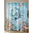 thumbnail image 4 of Crab Shower Curtain, Coral Starfish Ocean Coastal Waterproof Shower Curtain Set with 12 Hooks Lightweight Washable Fabric Shower Curtains for Bathroom 36x72 Inches, 4 of 6
