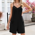 thumbnail image 4 of AherBiu Boho Short Jumpsuits for Women Sleeveless V Neck Wide Leg Comfy Summer Rompers with Pockets, 4 of 6