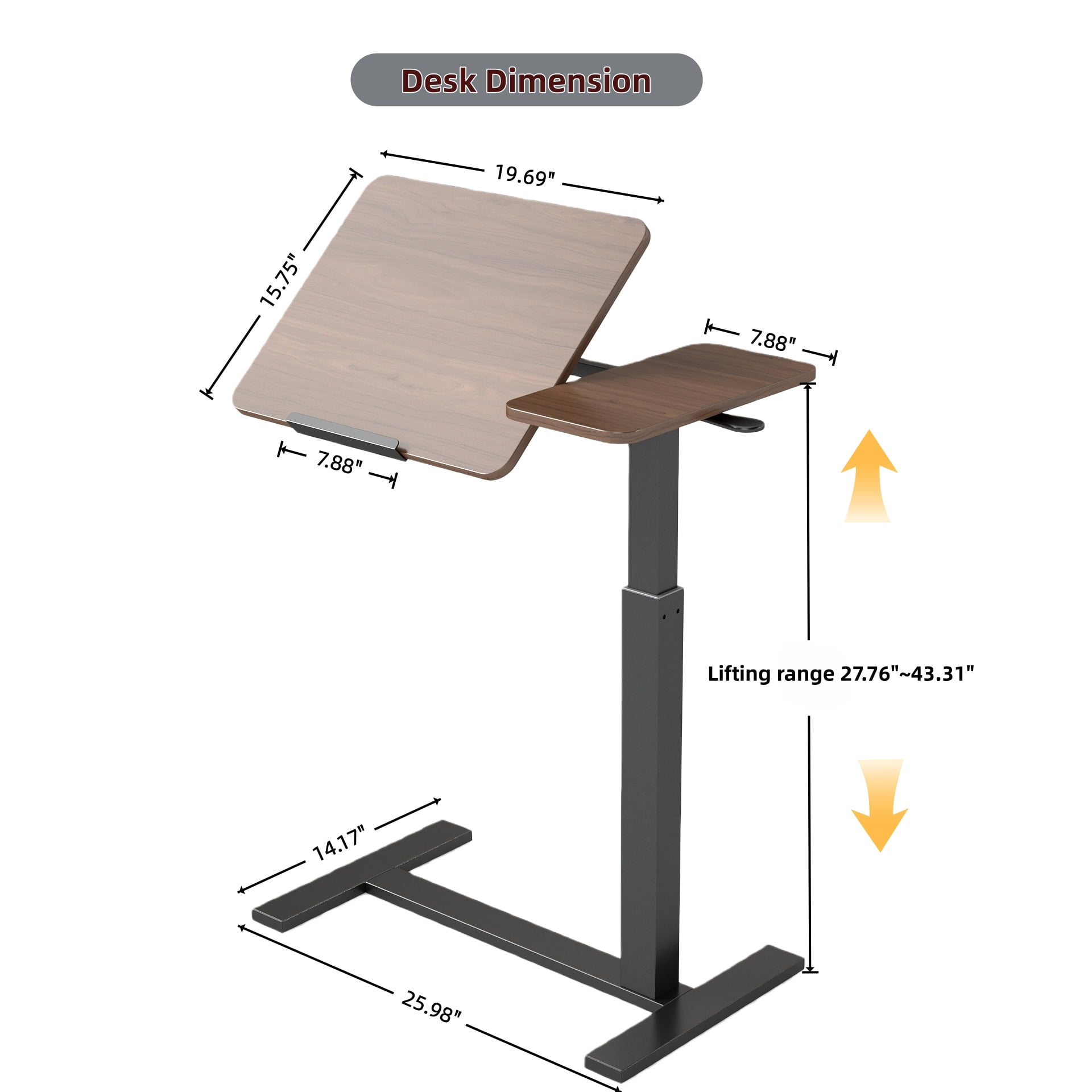 Mobile Standing Desk, Flip Top & 4 Wheels, Adjustable Laptop Table