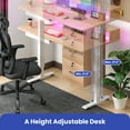 thumbnail image 6 of ModFusion Adjustable Height Electric Standing Desk with Drawers, Power Outlets, LED Lights & Monitor Stand - Oak, 6 of 13