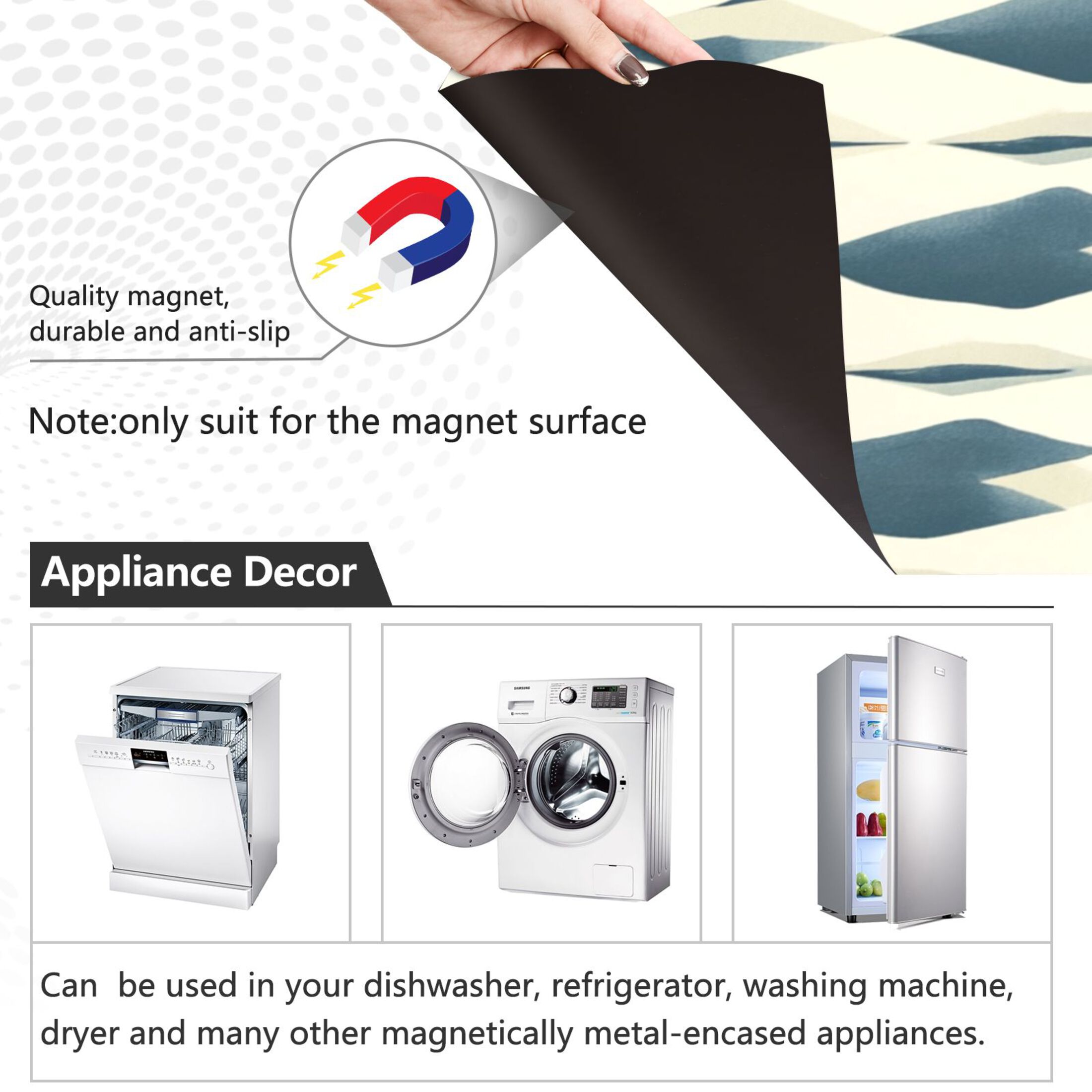 Dishwasher Magnetic Sticker 23x26 Inch Refrigerator Magnetic Sticker Washing Machine Magnetic Sticker Kitchen Panel Magnetic Sticker Home Decor Super Cute Blue Squares