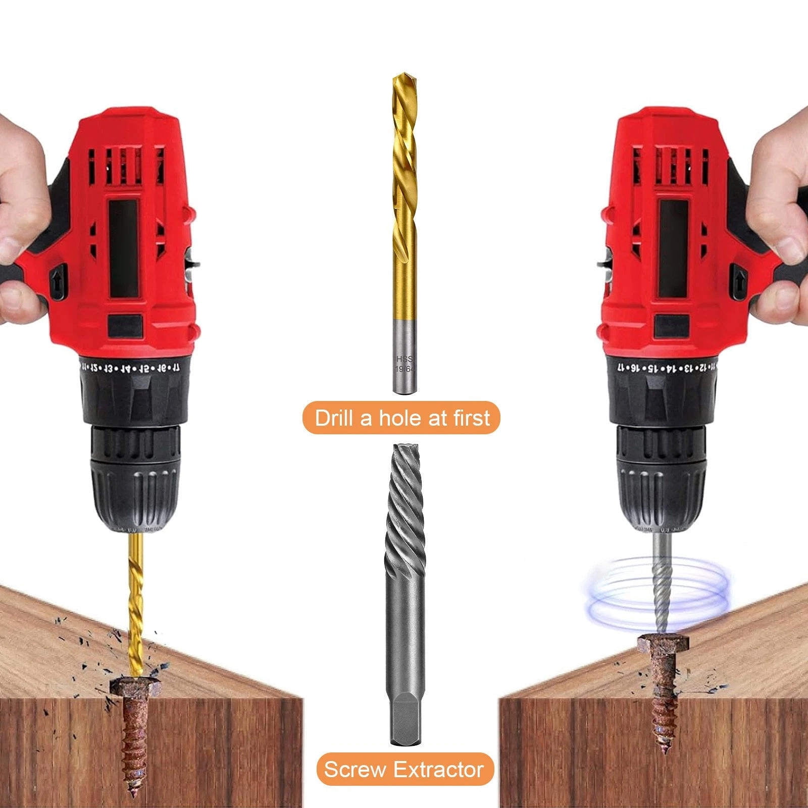 TAPDRA 15 Piece Screw Extractor Drill Bit Set With Center Punch Storage Case For Metal Wood DIY Industrial Application