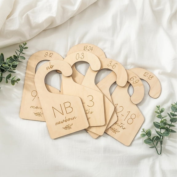 Ngardk Baby Closet Dividers, Double-Sided Organizer for Newborn to 24 Months Size Clothes, 6.7"X3.0", Pack of 7, Beige