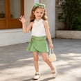 thumbnail image 4 of Glisme Girls Outfit Set Flower Sleeveless Halter Tops With Shorts Outfit Durable Wear Girls Set Size 5-6 Years Green, 4 of 9