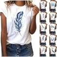 thumbnail image 4 of Summer Savings Clearance! Dezsed Summer T-Shirt for Women Casual Short Sleeve Tee Shirt Printed Casual Top Tee Blouse D-White, 4 of 4