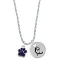 thumbnail image 1 of Delight Jewelry Silvertone Small Purple Paw Silvertone Script Initial Disc - Q - Charm Necklace, 20"+3", 1 of 4