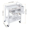 thumbnail image 5 of VEVOR 2 Tiers Lab Carts, Lab Utility Cart with 2 Trays, 2 Drawers & 4 Silent Wheels, Mobile Medical Cart with PP Material, Lab Rolling Cart with 3 Trash Cans for Lab, Clinic, Hospital, Salon, White, 5 of 9